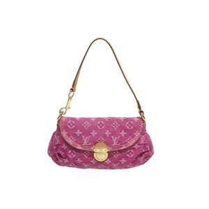LOUIS VUITTON Pleaty One Shoulder Hobo bag Monogram denim pink